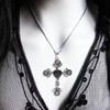 Thorn Knotted Rose Crosses Pendant Necklace Ornament Stylish Neckchain Accessories for Gothic Style Enthusiasts