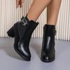 Fashion Women Boots 2024 Autumn Winter Fashion Retro Platform Heeled Side Zip Short Boots Women Outdoor Casual Comfortable Women Shoes