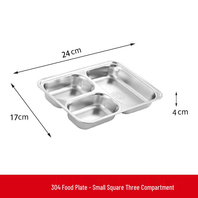 Zhishi 304 Stainless Steel Divided Meal Tray Deep Square Small