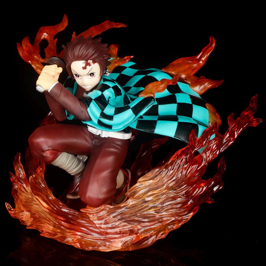 13cm Demon Slayer Anime Figure Battle Kamado Tanjirou Hinokami Kagura PVC Statue Collection Desktop Ornament Model Toys Gift