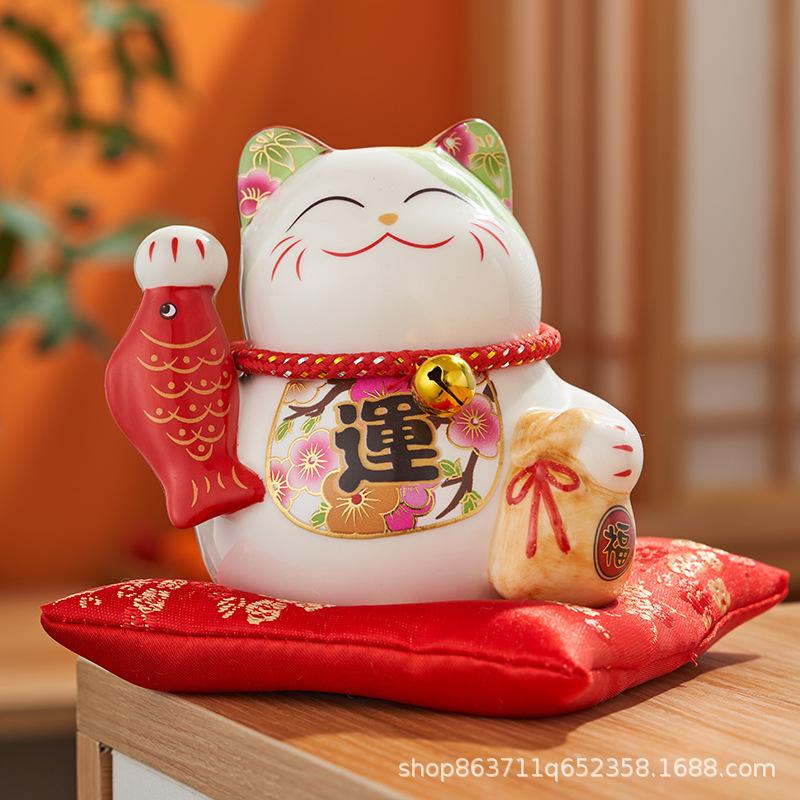 NEU Glückskatze Spardose Kreatives Ornament, Japanische Stil Glückskatze Keramik, Geschenk zur Neueröffnung, Heimdekoration