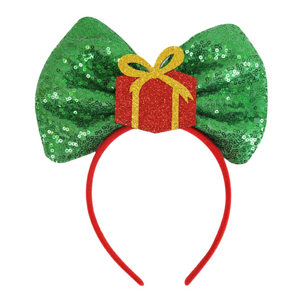 Christmas Headband Sequined Bow Headdress Children'S Christmas Party Decoration Large Bow Tie Headband