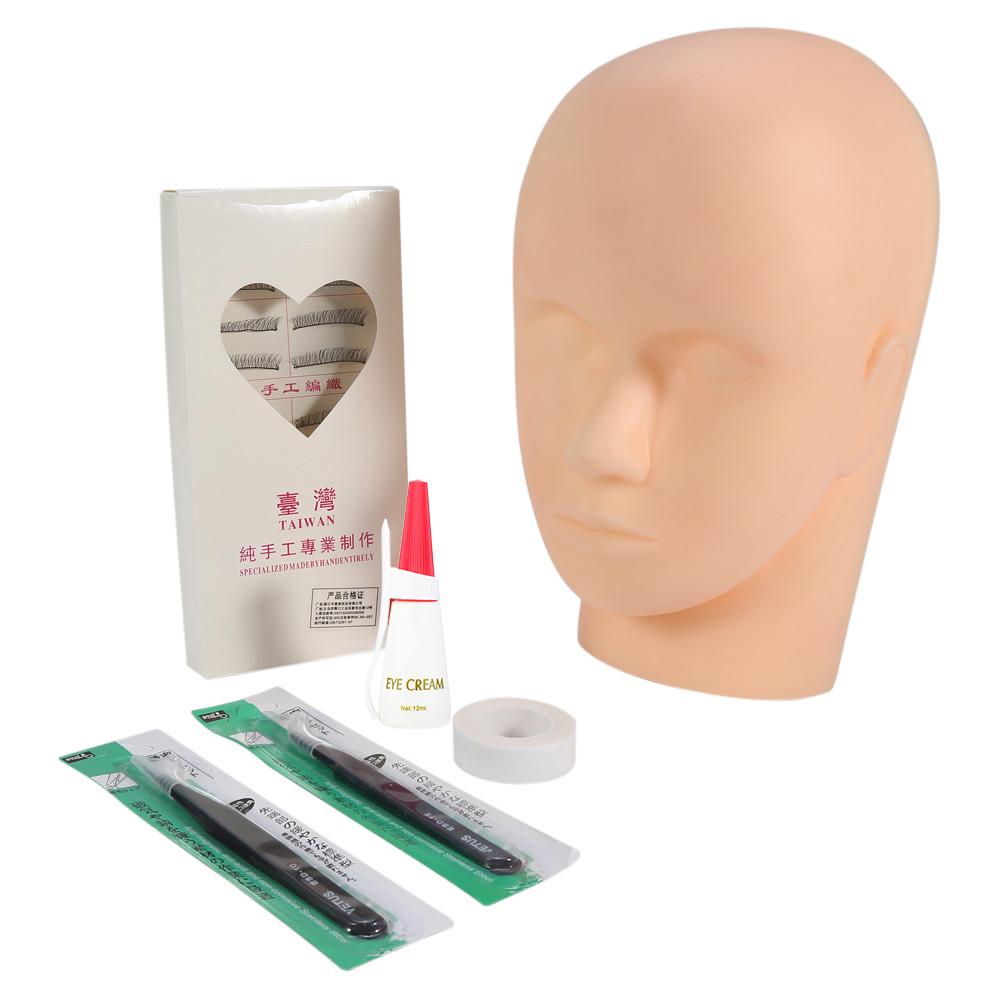 

New Mannequin Training Head Model False Eyelashes Eyelash Extension Practice Kit Tool