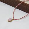 Korean Pink Gradient Rhodochrosite Titanium Necklace - Handmade Beaded Natural Stone for Spring/Summer Layering
