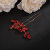 Teyglen 3pcs Crystal Bride Wedding Hair Pins Bridal Red Rhinestone Hair Pins Set Handmade Blue Black Red Crystal Hair Pieces Wedding Hair Accessories