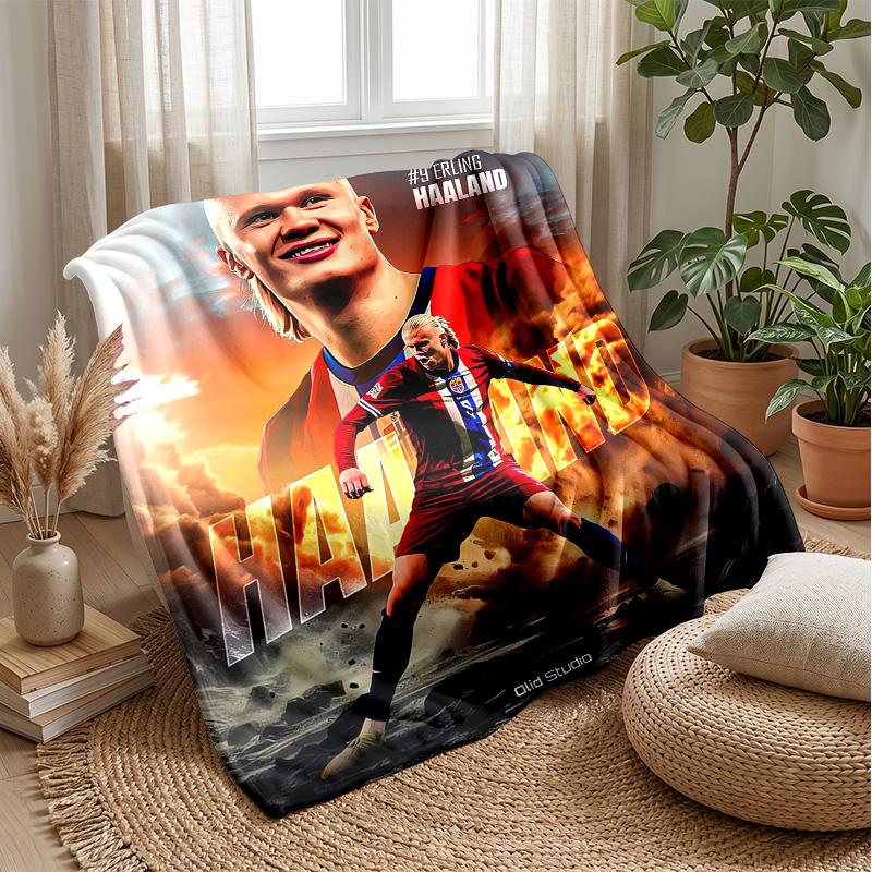 Erling Haaland Theme blanket Soft Flannel Blanket Plush Throw Blanket Cozy Sofa Bed Blanket for Home Decor
