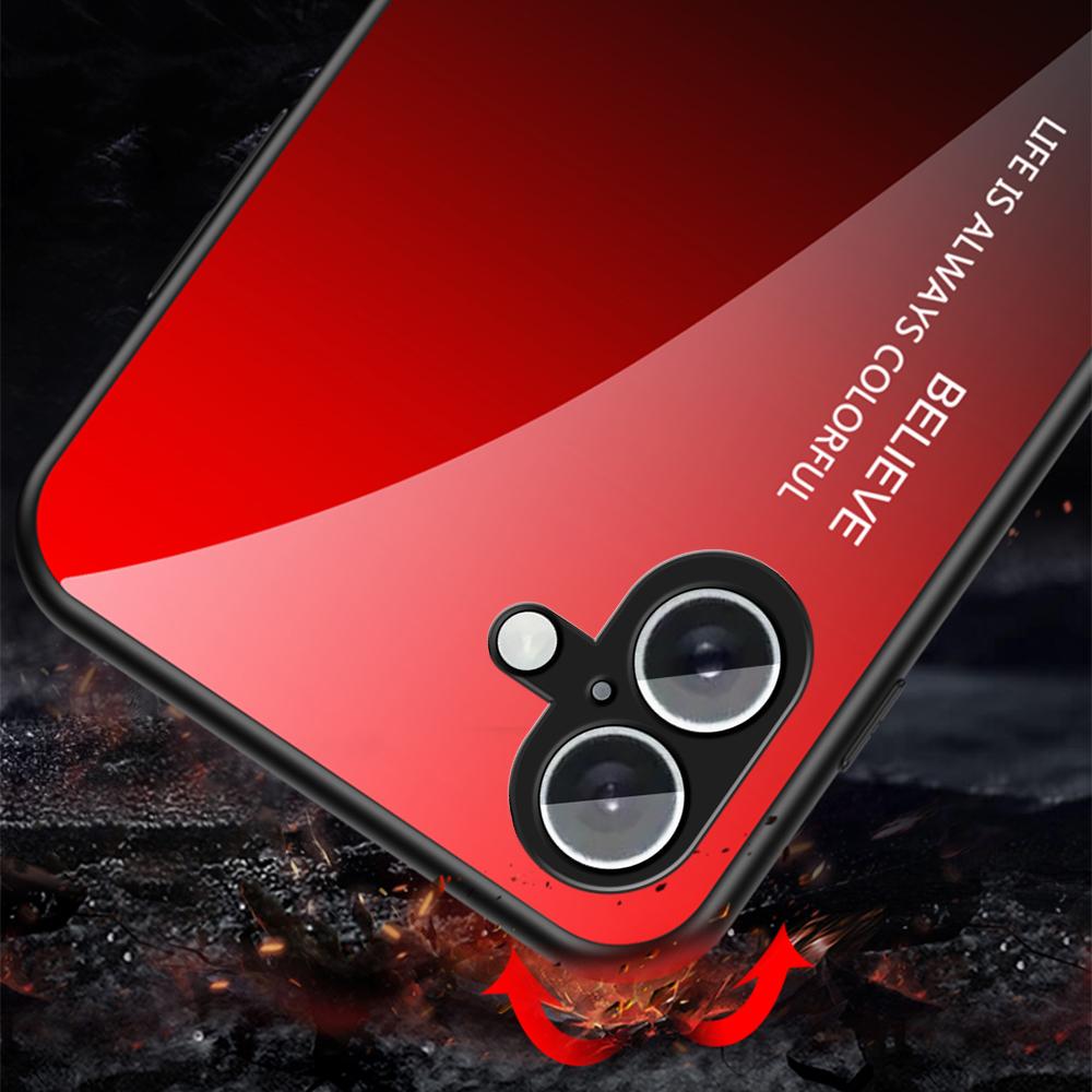 For iPhone 16 Case Anti-Scratch Tempered Glass+PC+TPU Phone Cover