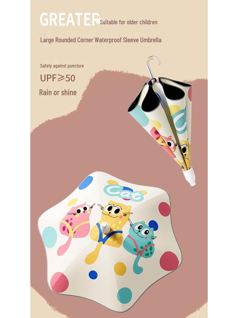 Children's UV Protection Umbrella: Long Handle, Rain or Shine, Reinforced & Enlarged for Elementary Students, Boys & Girls