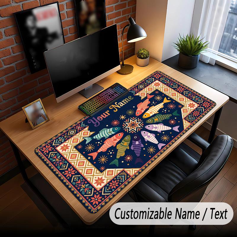 Fish Ocean Theme Custom Mouse Pad Personalized With Name Text Customized Desk Mat For Office Home Decor