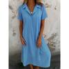 DICIFY Women's Fashion Summer Spring Solid Color Print V-Neck Short Sleeve Casual Dresses