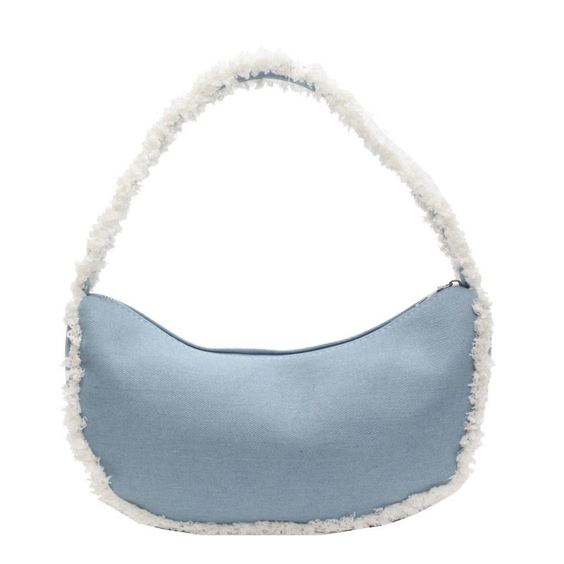 Chic Blue Casual Underarm Bag Fashionable Unique Aesthetic For Everyday Use