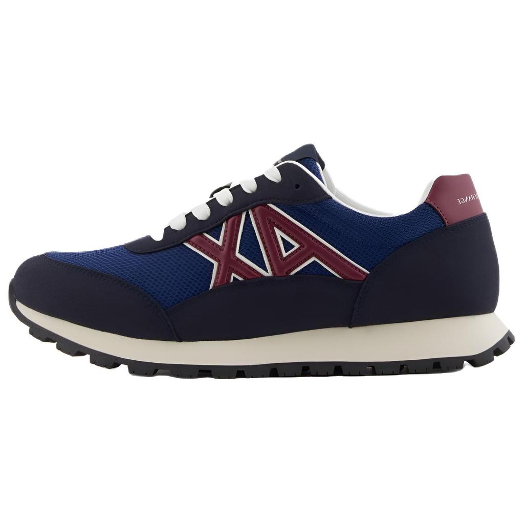 Armani Exchange Round Toe Lace-Up Letter Patch Vintage Running Shoes Low Top Lifestyle Casual Shoes Men Sneaker Dark-Blue XM001960AF19388MZ253