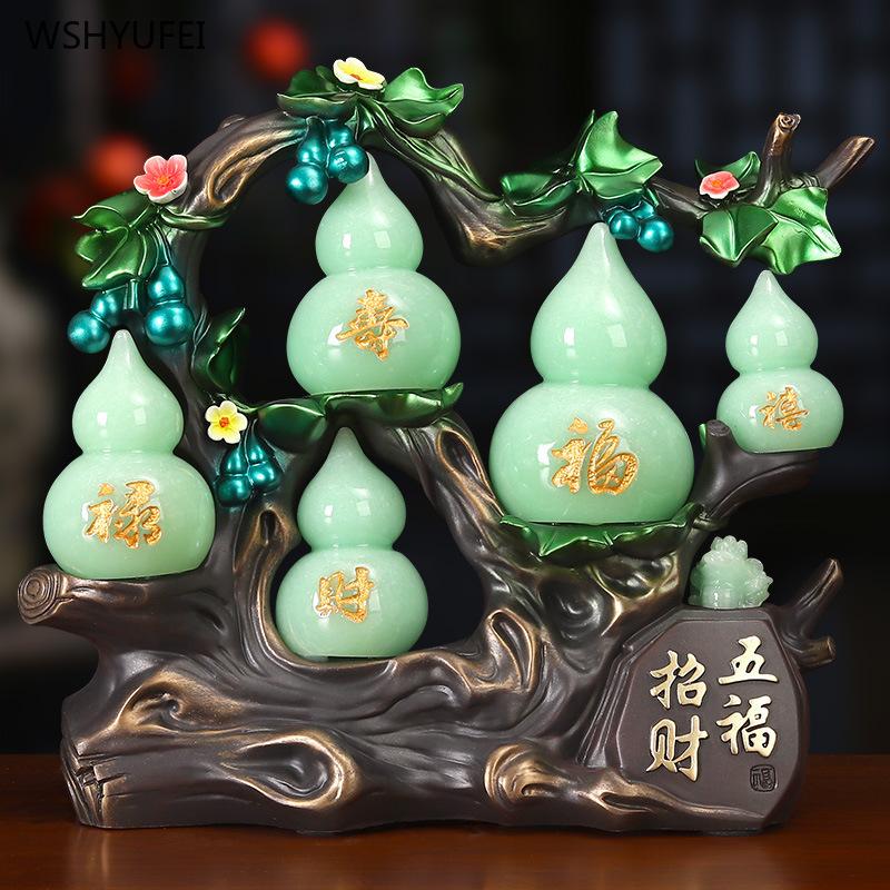 Wohnaccessoires Fünf Segen Glückskürbis Dekoration Schreibtischornamente für Wohnzimmer und Arbeitszimmer Geschenk zur Geschäftseröffnung