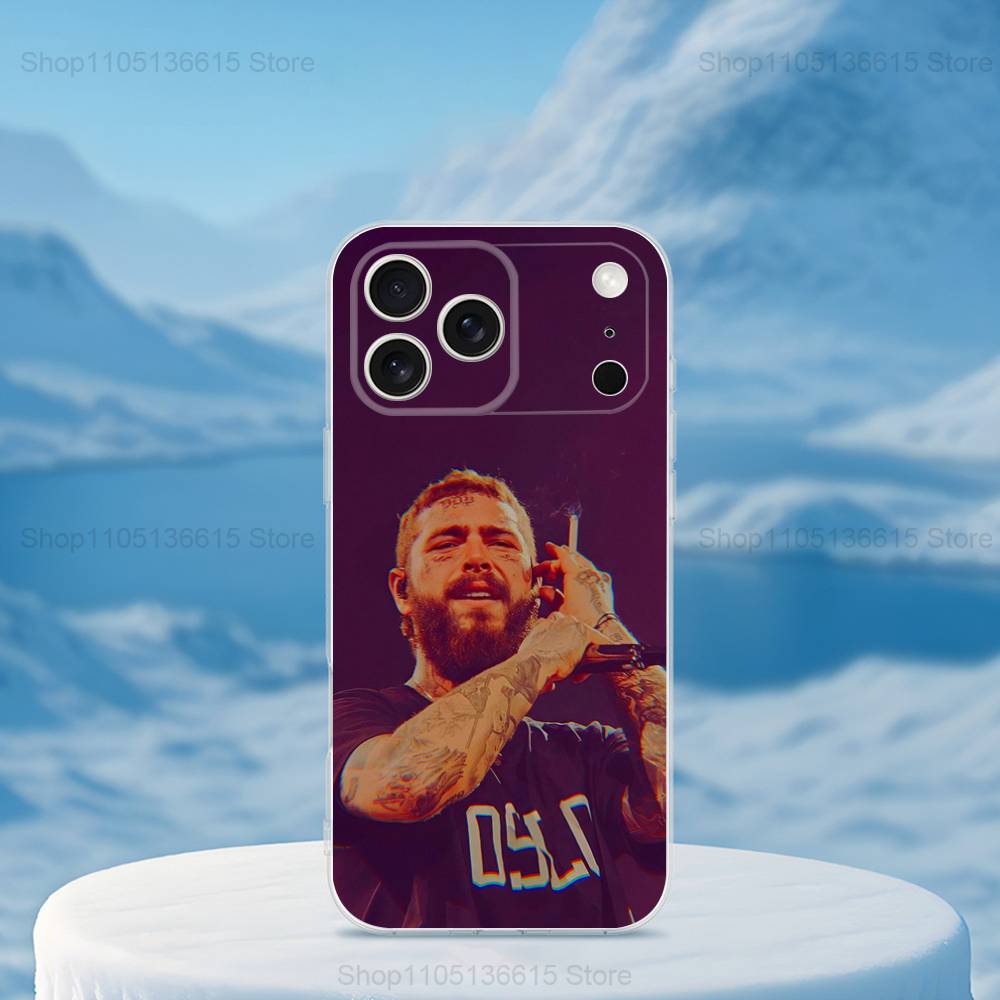 P-Post M-Malone Singer Case For iPhone X,14,16,Mini,XS,SE,12,15,Pro,17,Plus,11,Max,13,XR,Transparent Soft Cover