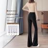 Women's 2025 High Waist Micro Flare Black Pants - Slimming, Elastic, Drape Design for Summer