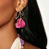 E11101 sweet high-grade geometric hollow three-dimensional fabric flower earrings fashionable personality niche design earrings