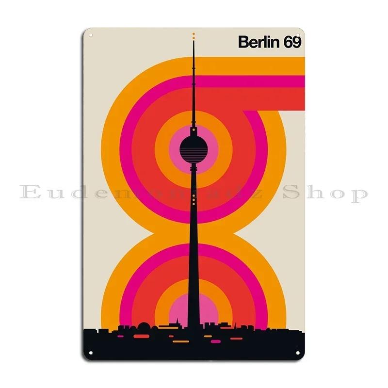 Berlin Metal Sign Print Rusty Wall Mural Design Classic Tin Sign Poster 20x30cm(7.8x11.8inch)