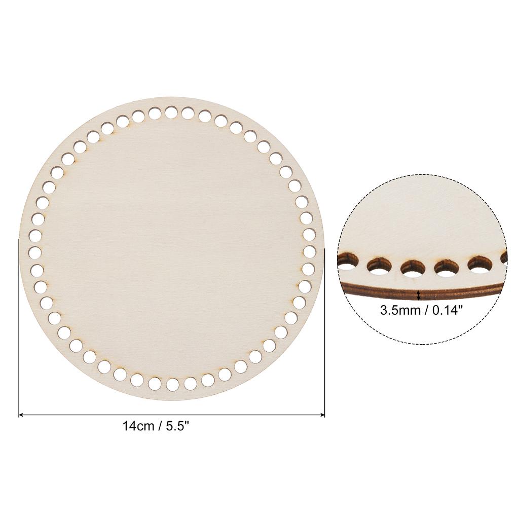 1/4 Stück Häkelkorb Boden Rund Holz Häkelbeutel Boden Unfertiges Holz für Korb Häkelbeutel Weben Stricken Basis 5,5 Zoll