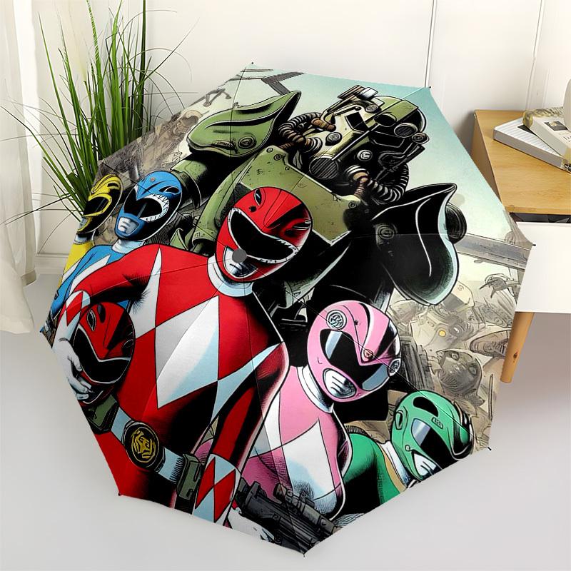 1pc Power Rangers Automatic Opening Folding Umbrella, 3-Fold Design, 8-Bone Iron Frame Outdoor Umbrella, Ideal Gift for Fans, Travelers, Everyday Use,