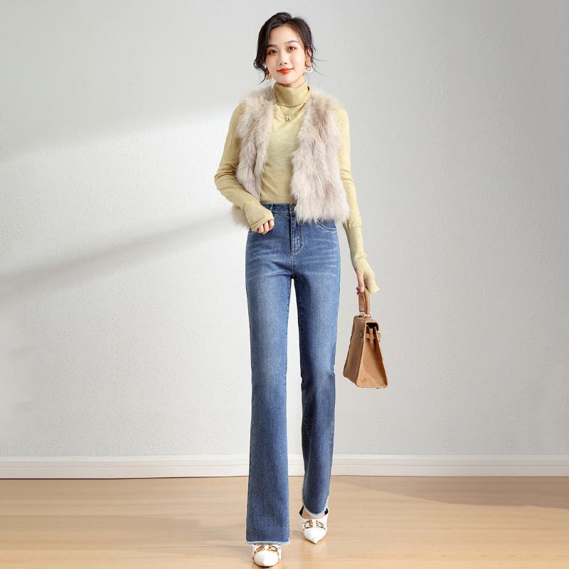 Blaue ausgestellte Jeans für Damen, hohe Taille, elastisch, schmal, Sommer, Retro-Rand, Y2K, lässige Streetwear, Vintage-Hose