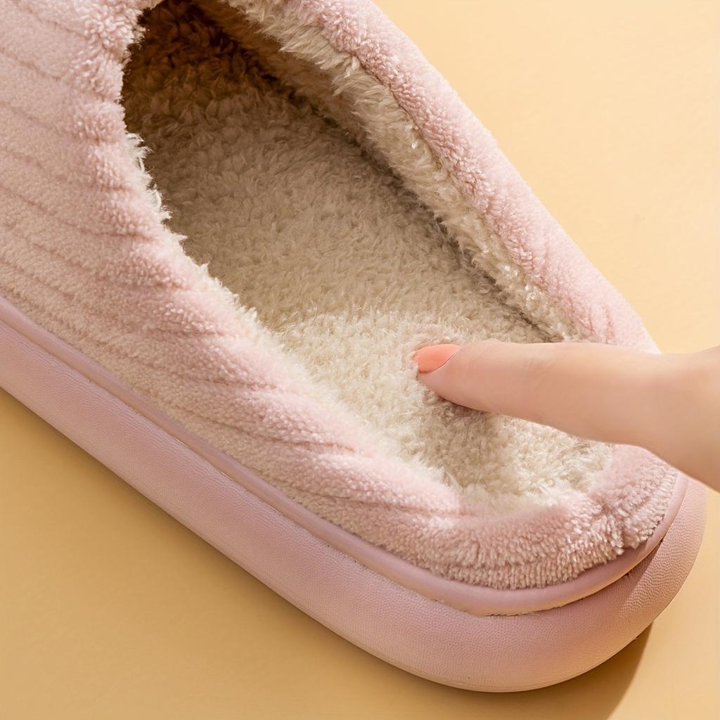 Women's Thick Bottom Striped Cloud Home Slippers Indoor Memory Foam Slip On Winter Home Shoes
