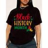 Women Black History Month T-Shirt Africa Map Raised Fists Pan-African Colors Crew Neck Short Sleeve Cultural Celebration Top