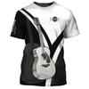 3D Fashion Music T-shirt Hoodie Short Sleeve Round Neck Rock Hip Hop Top Summer Men's T-shirt Guitar Pattern