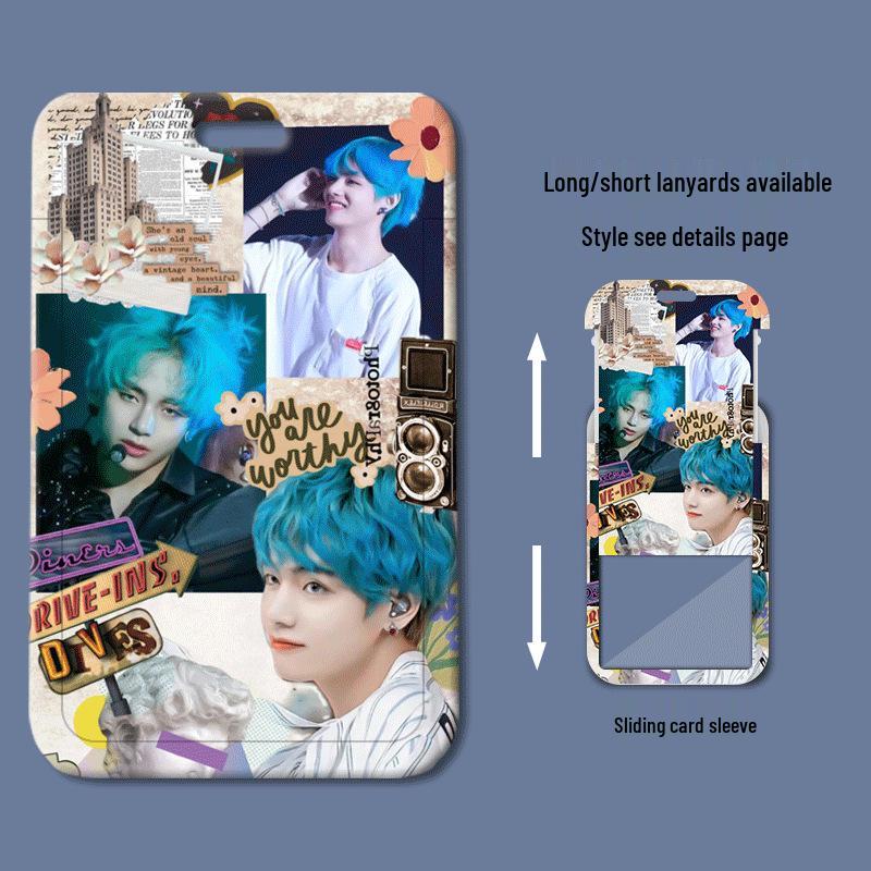 Kim Taehyung Sliding Plastic ID & Badge Holder for Students/Work/Bus Access