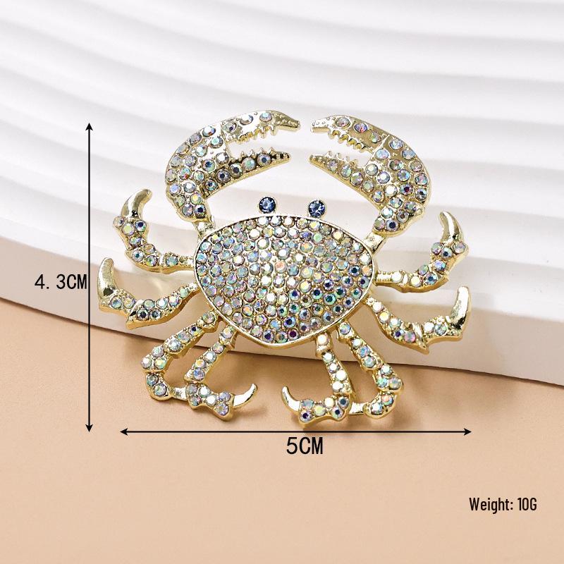 Lux Rhinestone Crab Brooch: High-Grade Alloy Animal Pin for Suits