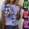 Women's T-shirt 3D Floral Print Short Sleeved T-shirt for Summer