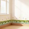 Autocollant d'angle de mur floral herbe verte Fleurs Papillons Base d'herbe Ligne de plinthe Autocollants muraux pour salon chambre à coucher salle à manger