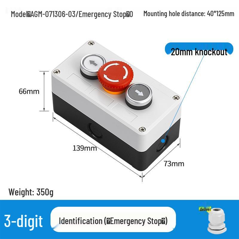 KEOLEA Waterproof Emergency Stop & Start Button, Industrial Self-Reset Push Control Box