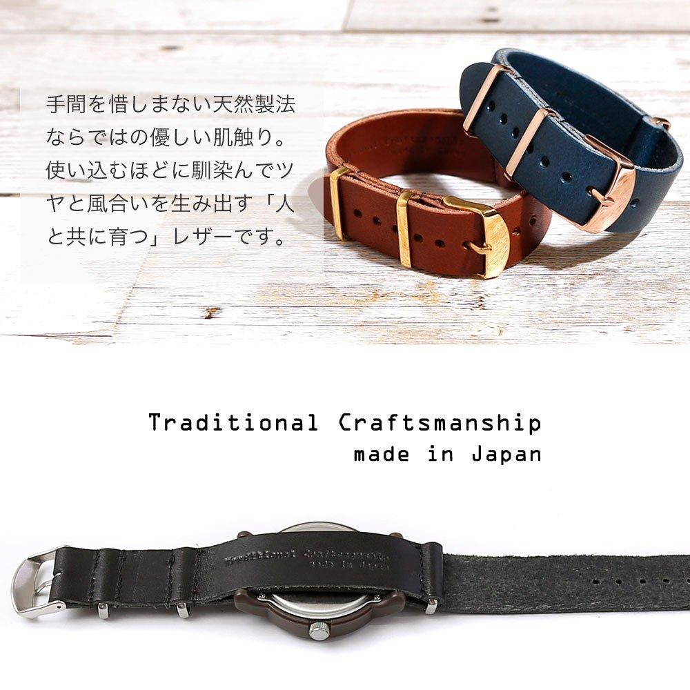 Watch Band Genuine Leather Strap 20mm Watch Strap Silver Tochigi Leather Made in Japan a66178747 Black [Mobile Plus]