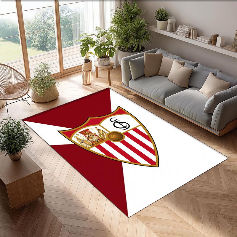 Sevilla FC Soccer Football Pattern Soft Area Rug Non Slip Indoor Floor Carpet Sports Decor Mat for Bedroom