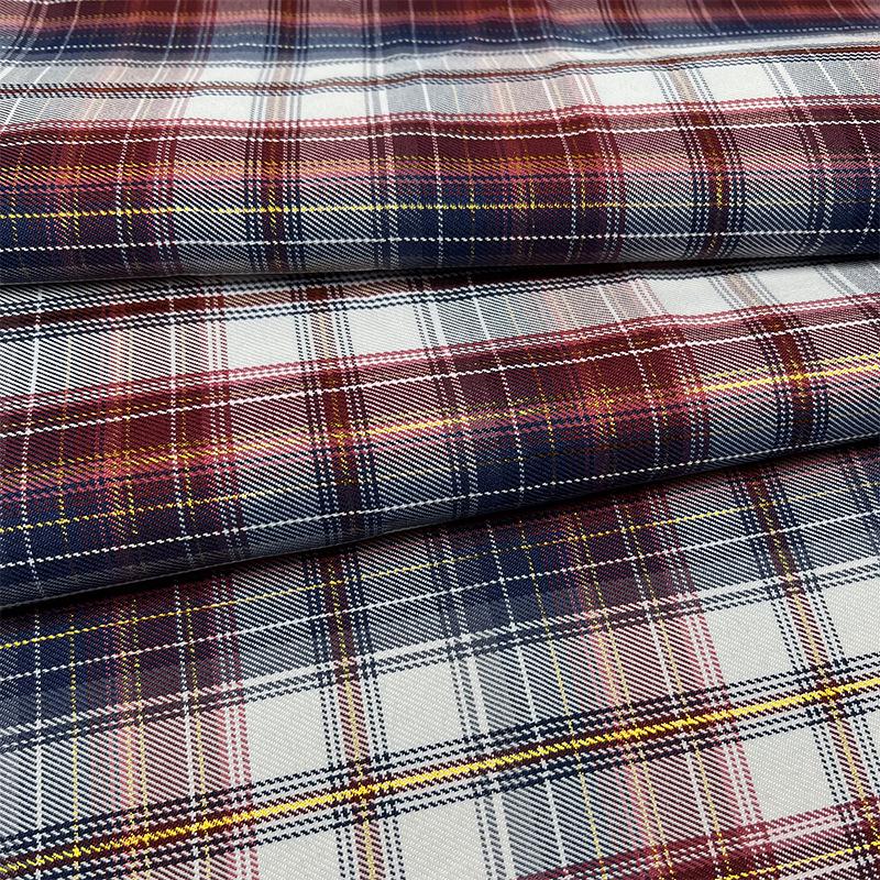 New Plaid Polyester Yarn-Dyed Fabric with Gold & Silver Threads for DIY Pleated Skirts