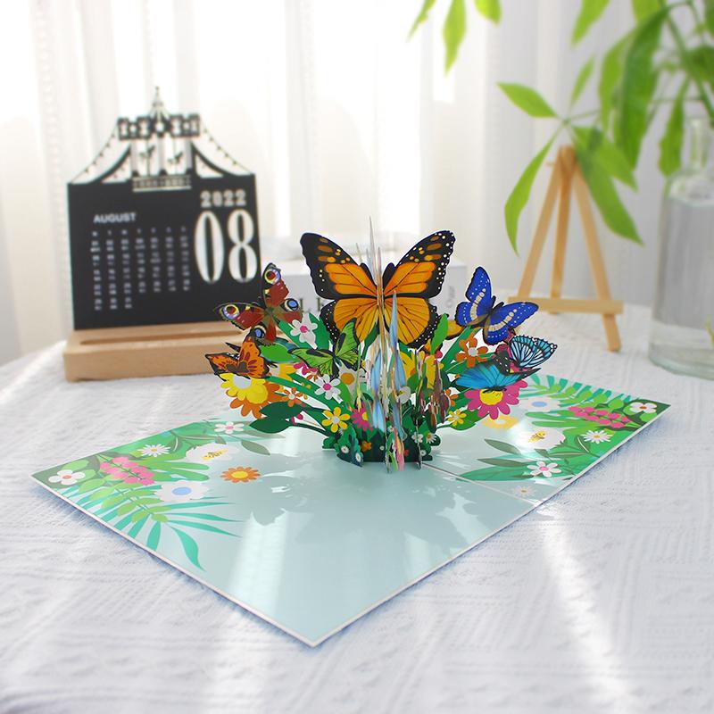 Creative Birthday Festival Universal Three-dimensional Greeting Card Butterfly Flowers Father's Day 3D Card High-end Teacher's Day Gift