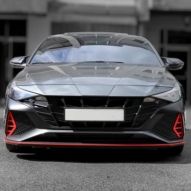 Red Front Fog Light Lamp Decoration Cover Trim For Hyundai Elantra CN7-N Line LHD/RHD