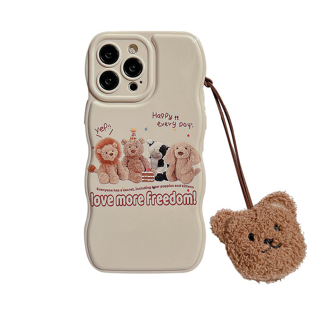 Bear Pendant 15pro Max IPhone Case Iphone16 Wave 13 Silicone 12 Suitable for 11 Plush Lanyard
