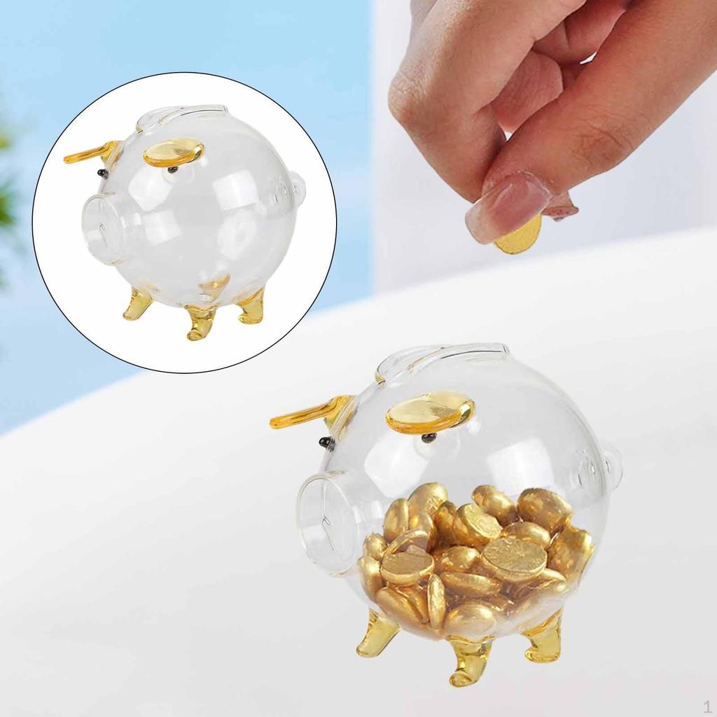 Glas Schwein Spardose Schreibtisch Organizer Geld Sparbox Glas für Dusche Schlafzimmer