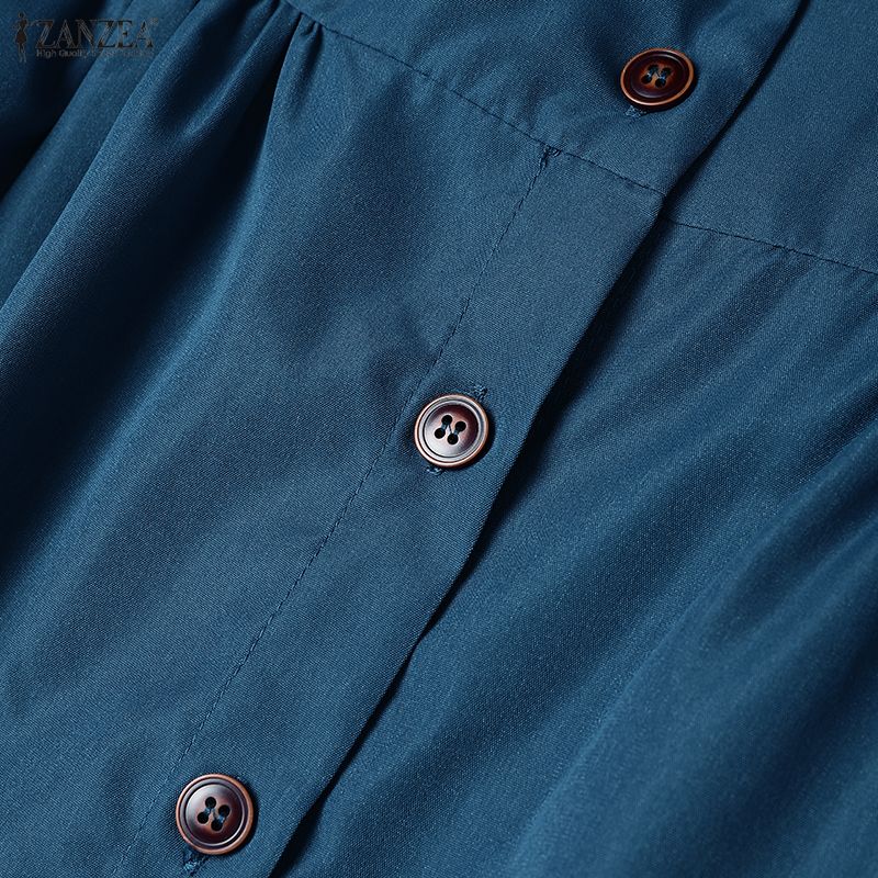 ZANZEA Women Casual V-Neck Summer 3/4 Sleeve Long Dress