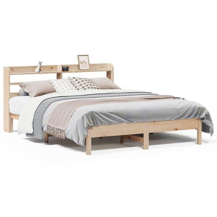 VidaXL Bed Frame with Headboard 160x200 Cm Solid Pine Wood, Bed, Bedroom Furniture, Wooden Bed, Bed 3306882