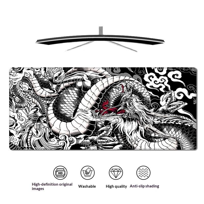 Tapis de Souris Gaming Large Dragon Japonais XXL Tapis de Souris Gamer Clavier Sur la Table Tapis de Bureau Vitesse Anime 60*30cm Tapis de Souris