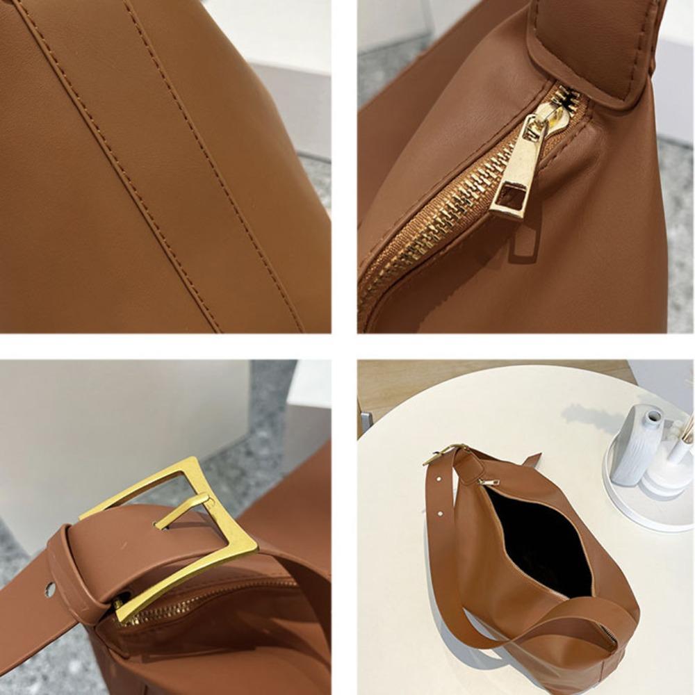 Large Capacity PU Leather Shoulder Bag Casual Commuting Underarm Bag Trendy Women's Tote Messenger Bag