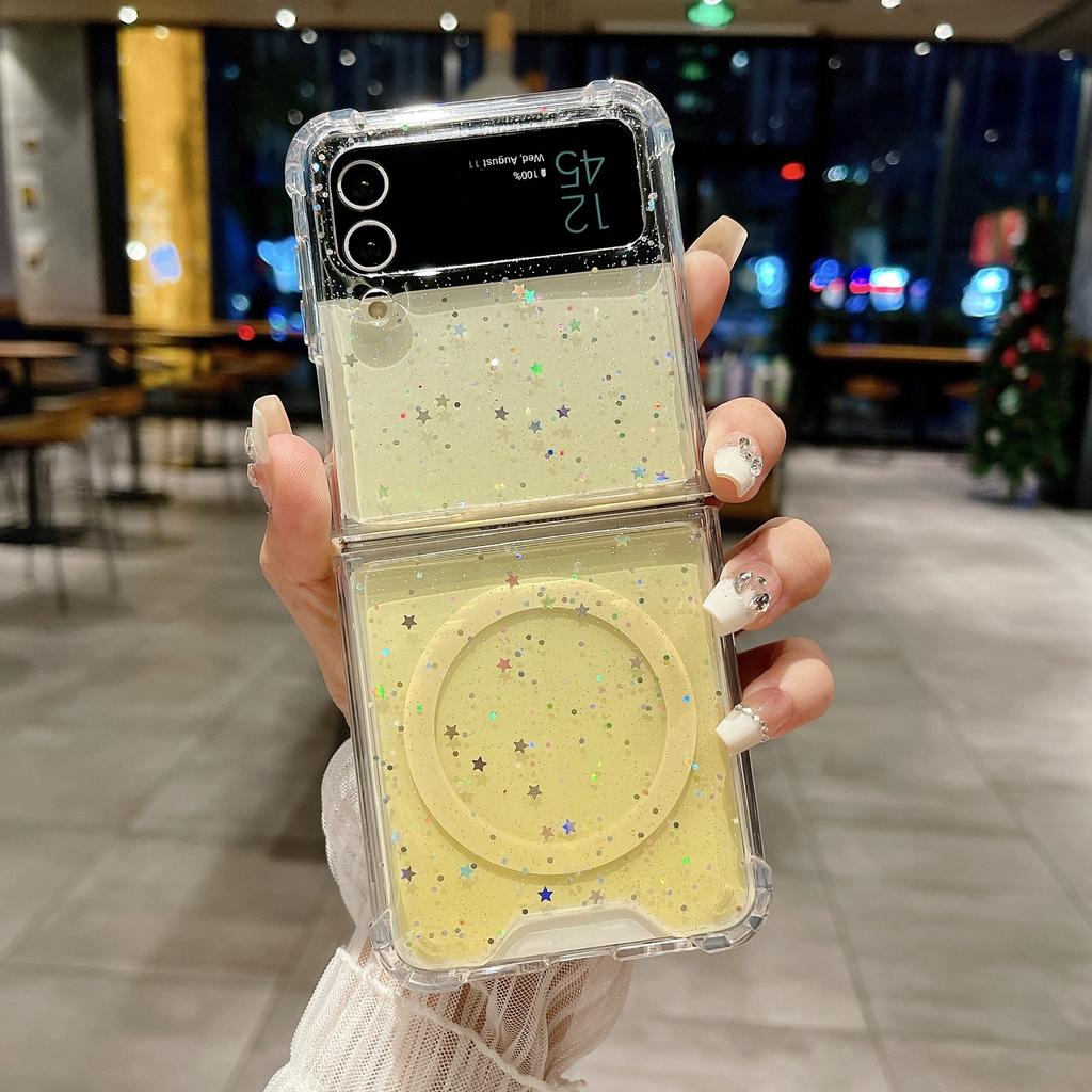 Samsung ZFlip7 Magnetic Mobile Phone Case for Zflip4 Epoxy Gradual Change Glitter Zfold6 Anti-drop Hard Protective Case