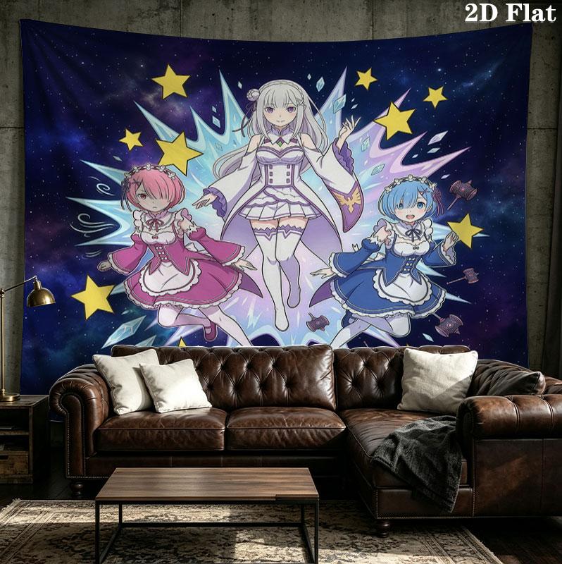Re Zero Nástěnná tapiserie Estetická nástěnná dekorace Tištěná látková přikrývka Dekorativní tapiserie Pro ložnici Obývací pokoj Domácí dekorace