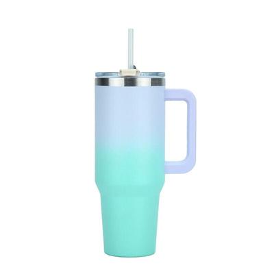 Gobelet isotherme en acier inoxydable avec poignée et paille