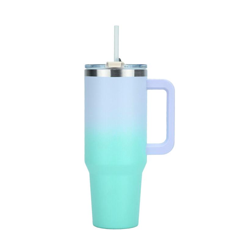 MRSIKEY Insulated Coffee Travel Mug with Handle and Straw