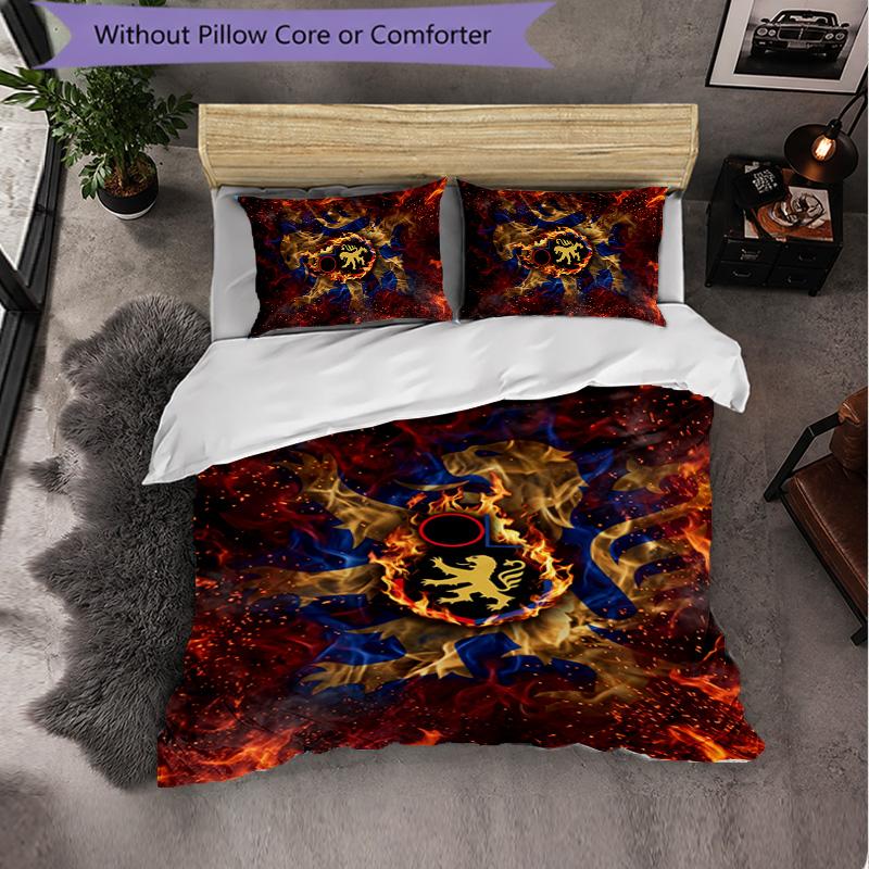 Lyon FC Themed Bedding 3Pcs Duvet Cover Set Decorative Bed Linen For Teen Room Home Decoration