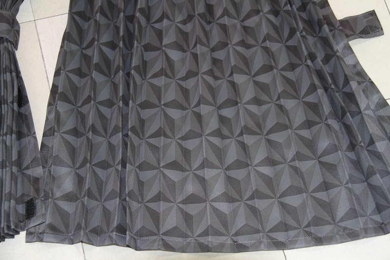 

Черные геометрические 2 панели шириной x 85 см 32 светонепроницаемые шторы для грузовика/сна, (240 см длиной), крючки, чёрный