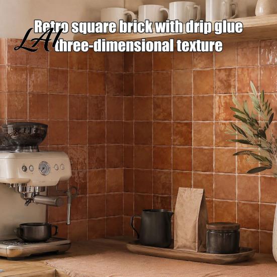 Glossy Finish Retro Tile Decals Square Checkered Wall Tiles Stickers Self Adhesive PET Panels Budget Friendly Refurbishment Easy Peel And